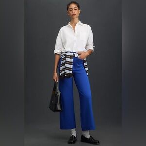 Maeve The Colette Knit Crop Wide Leg Pants Blue Quartz Casual Travel Preppy 10T